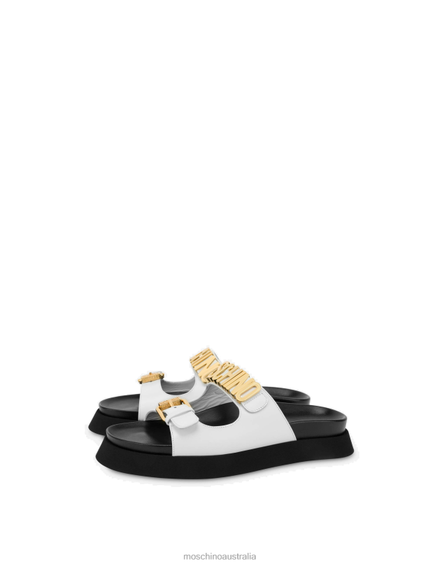 LETTERING LOGO CALFSKIN SANDALS Moschino Women WHITE 44AA353 Footwear