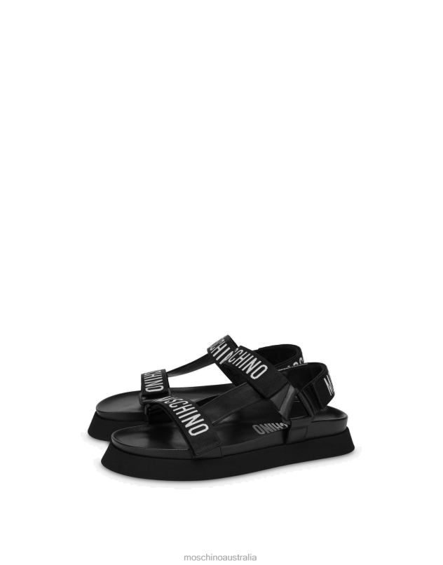 LOGO TAPE PLATFORM SANDALS Moschino Women BLACK 44AA348 Footwear