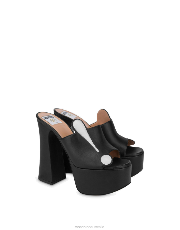 SYMBOLS MULES WITH PLATFORM Moschino Women BLACK 44AA361 Footwear