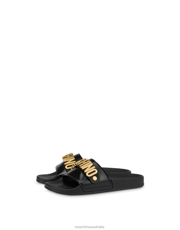 LETTERING LOGO POOL SLIDERS Moschino Women BLACK 44AA328 Footwear
