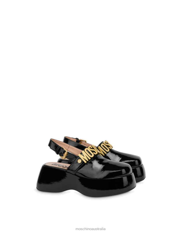 MAXI LETTERING WEDGE MULES Moschino Women BLACK 44AA319 Footwear