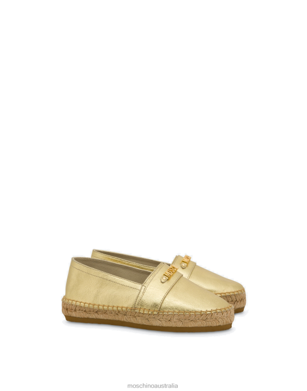 MINI LETTERING LAMINATED ESPADRILLES Moschino Women GOLD 44AA327 Footwear