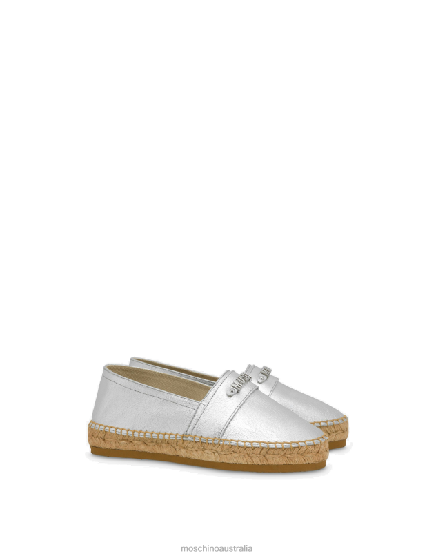 MINI LETTERING LAMINATED ESPADRILLES Moschino Women SILVER 44AA326 Footwear