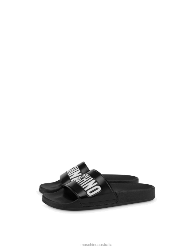 PVC POOL SLIDERS WITH LOGO Moschino Women BLACK 44AA329 Footwear