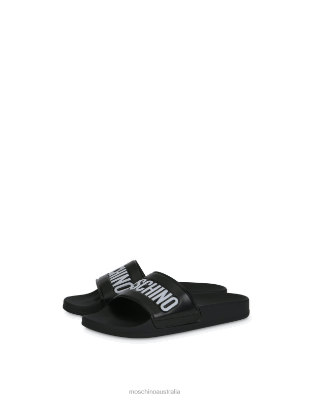 PVC SLIDE SANDALS WITH LOGO Moschino Women BLACK 44AA332 Footwear