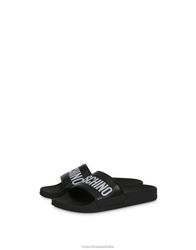PVC SLIDE SANDALS WITH LOGO Moschino Women BLACK 44AA334 Footwear