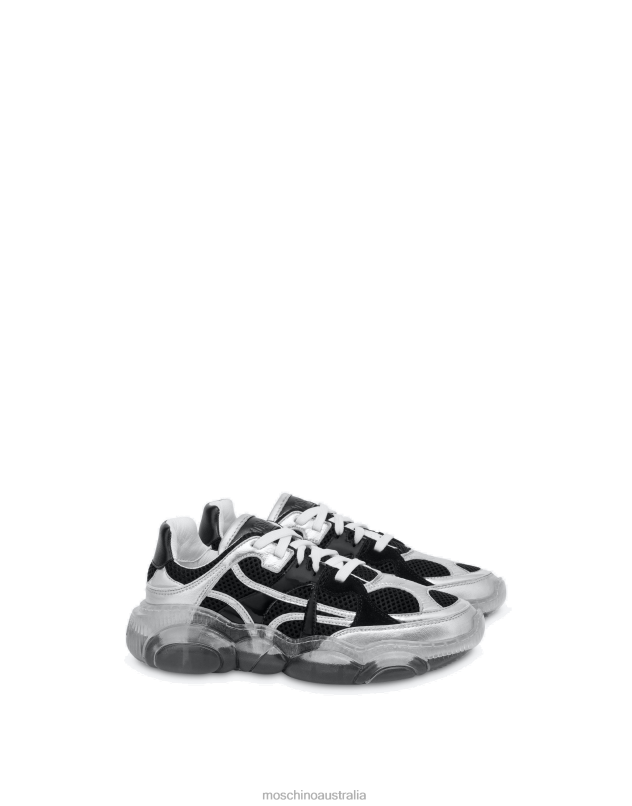 BLACK MESH TEDDY SHOES WITH TRANSPARENT SOLE Moschino Women BLACK 44AA364 Footwear